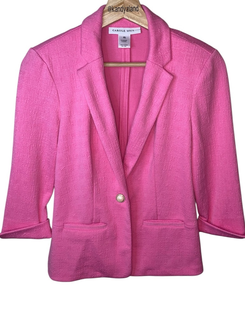 CAROLE WREN Bubble Gum Pink Textured Women’s Blazer